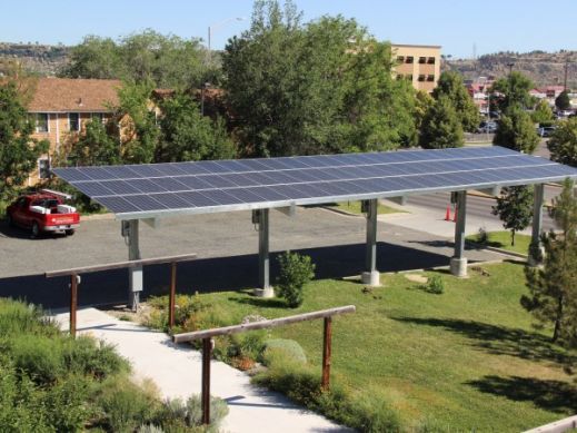 Solar array carport installation project in Montana.